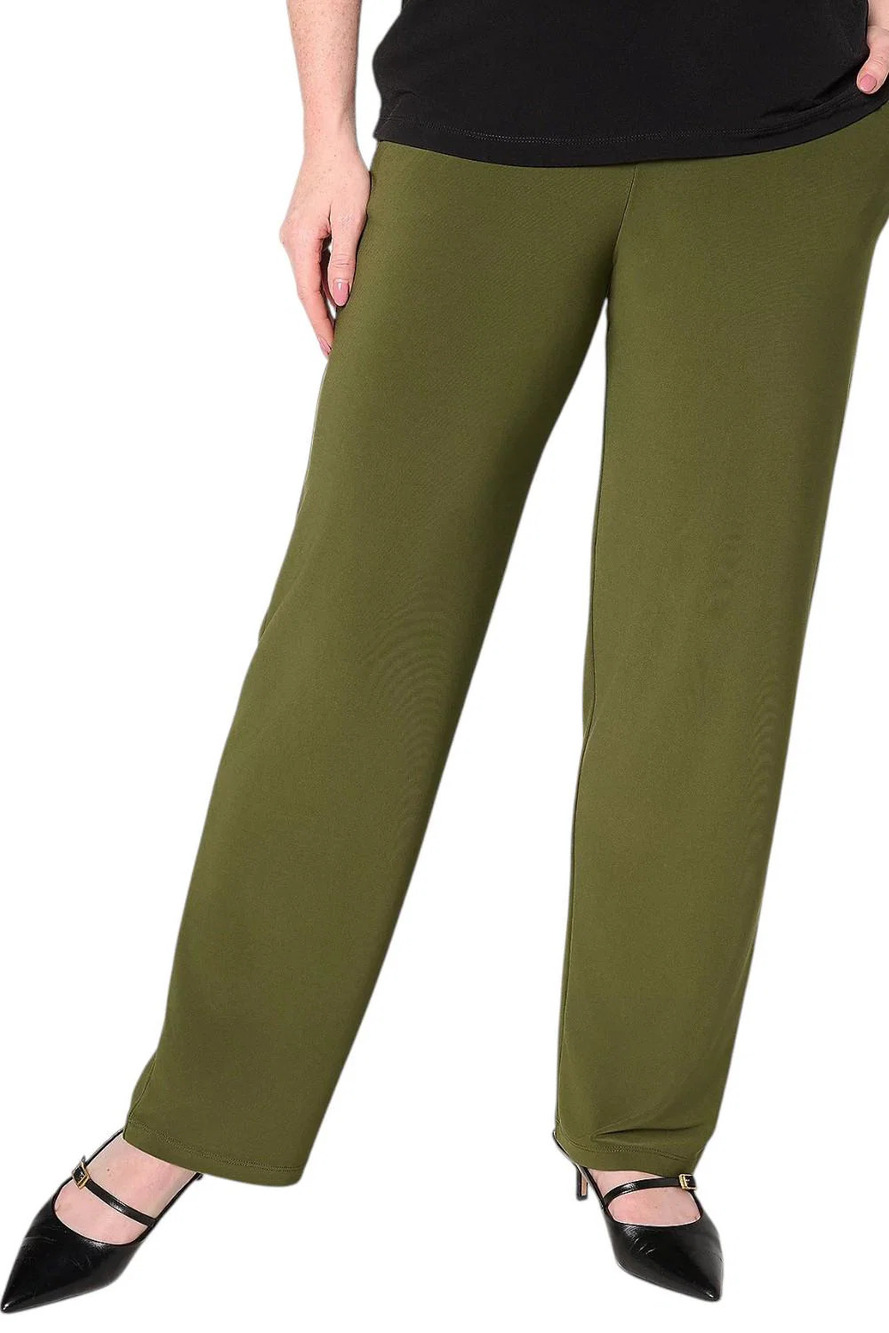 Susan Graver Women's LK Luxe Straight Leg Pants Luxe Olive - Petite